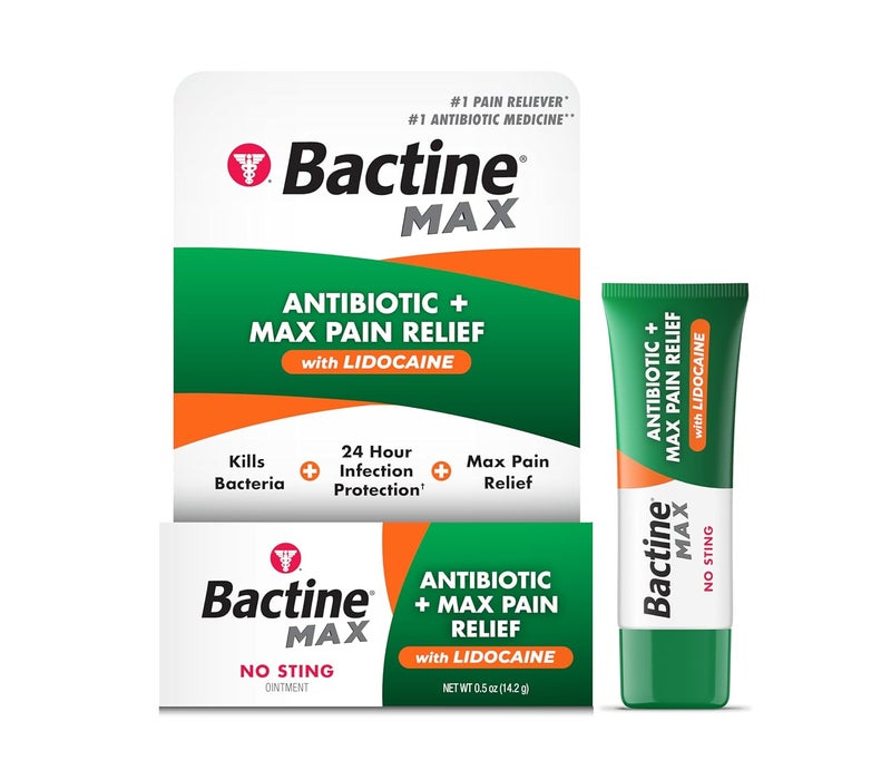 Bactine MAX Antibiotic + Pain Relieving Ointment - Antibiotic Ointment with Lidocaine - Pain + Itch Relief for Minor Cuts & Scrapes & Burns - Lidocaine Numbing Cream - 0.5oz - Image 1